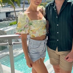 For Love & Lemons Denim Crop Top